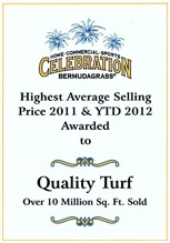 Award for highest average selling price 2011 & 2012